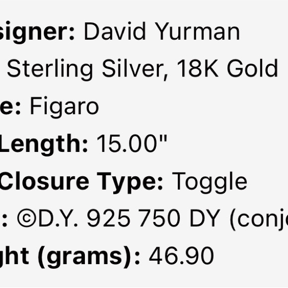 David Yurman Sterling Silver and 18K Yellow Gold Cable Figaro Heart Necklace - Picture 7 of 7